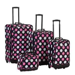 Rockland Multi Pink Dots 4 Piece Luggage Set - All