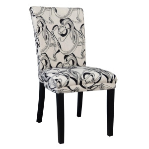 Chintaly Misty Wide Back Parson Side Chair In Black White Set of 2 - All