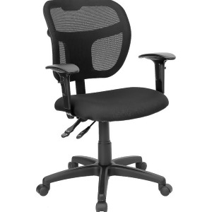 Flash Furniture Mid-Back Mesh Task Chair w/ Black Fabric Seat Arms Wl-a7671s - All