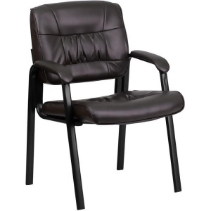 Flash Furniture Brown Leather Guest / Reception Chair w/ Black Frame Finish Bt - All