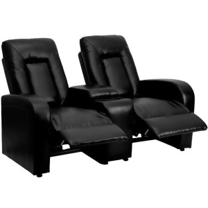 Flash Furniture Black Leather 2-Seat Home Theater Recliner w/ Storage Console - All