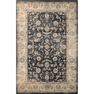 Couristan Zahara Floral Emblem Rug In Black Rug In Oatmeal - All