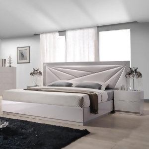 J M Furniture Florence 3 Piece Platform Bedroom Set in White Taupe - All