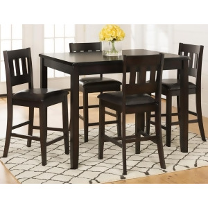 Jofran Dark Rustic Prairie Counter Height Table and Four Stools In Dark Brown - All