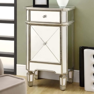Monarch Specialties 3702 Mirrored 1 Drawer Accent Cabinet - All