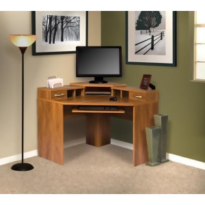 American Furniture Classics Corner Desk With Monitor Platform In Autumn Oak - All