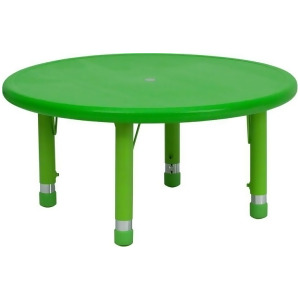 Flash Furniture 33 Inch Round Height Adjustable Green Plastic Activity Table Y - All