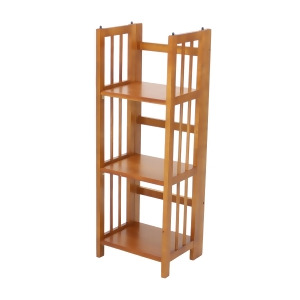 Yu Shan 3 Shelf Folding Stackable Bookcase In Honey Oak - All