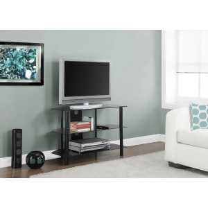 Monarch Specialties Black Metal Tv Stand With Tempered Black Glass I 2506 - All