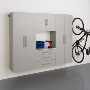 Prepac HangUps Garage 90 Inch Storage Cabinet Set G Four Piece in Gray - All