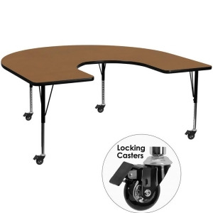 Flash Furniture Mobile 60 X 66 Horseshoe Activity Table With Oak Thermal Fused - All