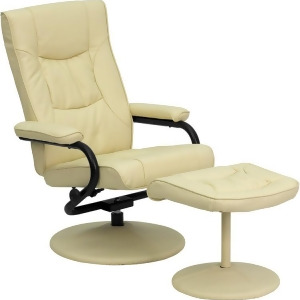Flash Furniture Contemporary Cream Leather Recliner Ottoman w/ Leather Wrapped - All
