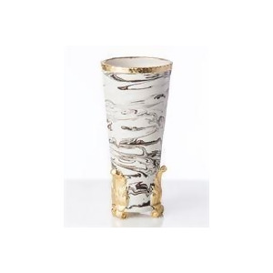 Abigails Roma Collection Marble Vase with Gold Acanthus Accents - All