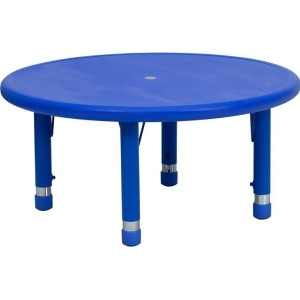 Flash Furniture 33 Inch Round Height Adjustable Blue Plastic Activity Table Yu - All