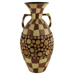Entrada En30334 Wood Encrusted Ceramic Vas Set of 2 - All