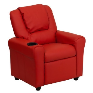 Flash Furniture Contemporary Red Vinyl Kids Recliner w/ Cup Holder Headrest - All