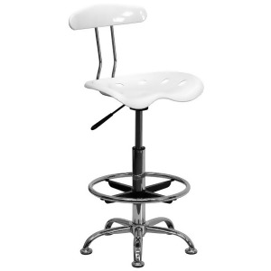 Flash Furniture Vibrant White Chrome Drafting Stool w/ Tractor Seat Lf-215-w - All