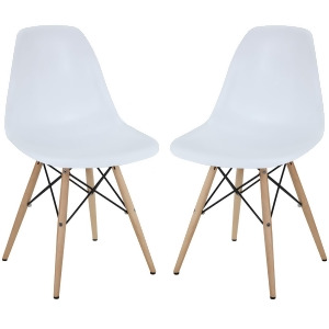 Modway Pyramid Dining Chairs Set of 2 in White - All