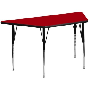 Flash Furniture 30 x 60 Trapezoid Activity Table w/ Red Thermal Fused Laminate T - All