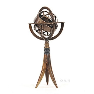 Old Modern Handicraft Brass Armillary On Horn Stand - All