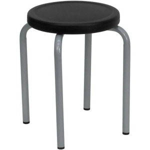 Flash Furniture Stackable Stool w/ Black Seat Silver Powder Coated Frame Yk0 - All