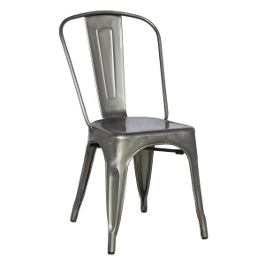 Chintaly Galvanized Steel Side Chair With Back In Gun Metal Set of 4 - All