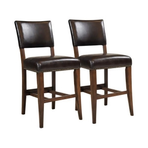 Hillsdale Cameron Parson Non-Swivel Stool Set of 2 in Chestnut Brown - All