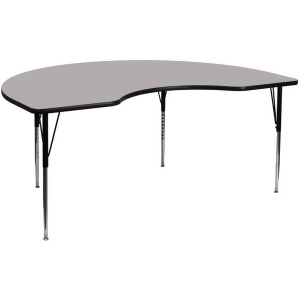 Flash Furniture 48 x 96 Kidney Shaped Activity Table w/ Grey Thermal Fused Lamin - All