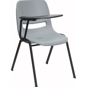 Flash Furniture Gray Ergonomic Shell Chair w/ Right Handed Flip-Up Tablet Arm - All
