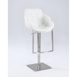 Chintaly 0899 Tufted Contemporary Pneumatic Stool In White - All
