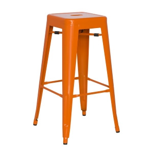 Chintaly Galvanized Steel Bar Stool In Orange Set of 4 - All