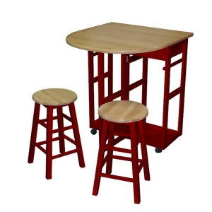 Yu Shan Breakfast Cart with Drop-leaf Table In Red - All