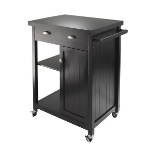 Winsome Wood 20727 Timber Kitchen Cart w/ Wainscot Panel in Black - All