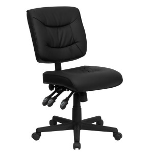 Flash Furniture Mid-Back Black Leather Multi-Functional Task Chair Go-1574-bk- - All