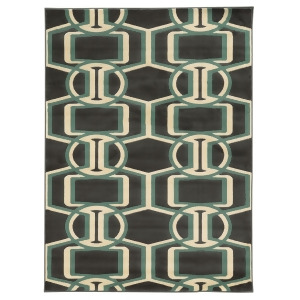 Linon Roma Rug In Chocolate And Turquoise 2x3 - All