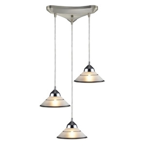 Elk Lighting 1477/3 3 Light Pendant in Polished Chrome Etched Clear Glass - All