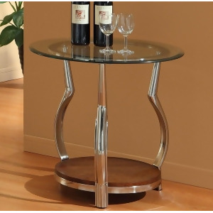 Homelegance Wells Round Glass End Table w/ Chrome Legs - All
