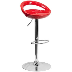 Flash Furniture Contemporary Red Plastic Adjustable Height Bar Stool w/ Chrome B - All