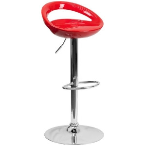 Flash Furniture Contemporary Red Plastic Adjustable Height Bar Stool w/ Chrome B - All