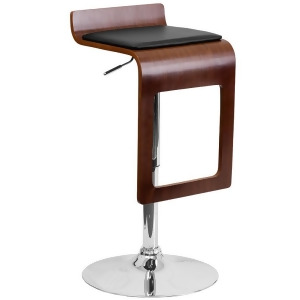 Flash Furniture Walnut Bentwood Adjustable Height Bar Stool With Black Vinyl Sea - All