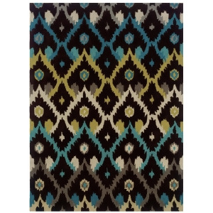 Linon Trio Rug In Black And Teal 1.10 x 2.10 - All