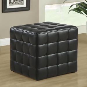 Monarch Specialties 8977 Ottoman in Black Leather - All