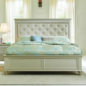 Homelegance Celandine Platform Bed w/Upholstered Headboard in Silver - All