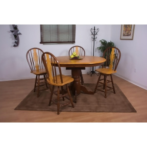 Sunset Trading Cafe Pedestal Table in Nutmeg Light Oak Finish with Light Oak Fin - All