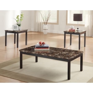 Homelegance Tempe 3 Piece Coffee Table Set w/ Faux Marble Top - All