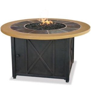 Uniflame Gad1362sp Lp Gas Outdoor Firebowl with Slate And Faux Wood Mantel - All