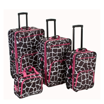 Rockland Pink Giraffe 4 Piece Luggage Set 