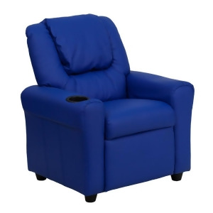 Flash Furniture Contemporary Blue Vinyl Kids Recliner w/ Cup Holder Headrest - All
