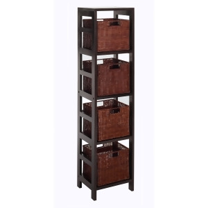Winsome Wood Leo 5 Piece Storage Shelf w/ 4 Small Baskets - All