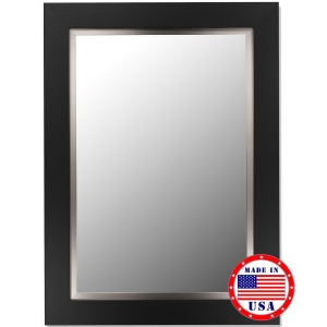 Hitchcock Butterfield Nuevo Black Satin And Stainless Liner Framed Wall Mirror - All